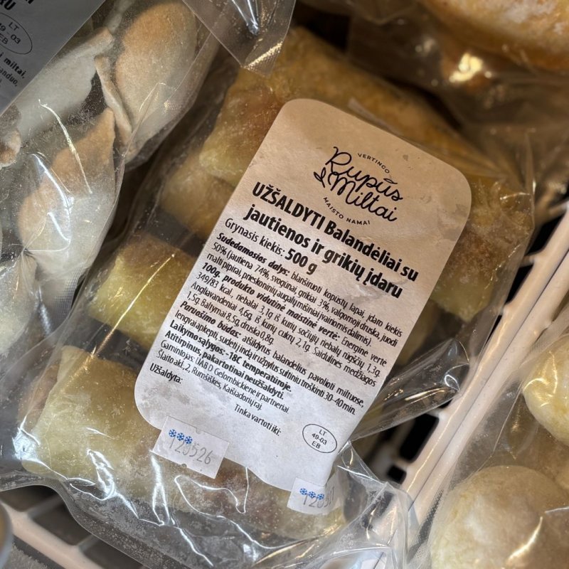 Balandėliai su jautiena ir grikiais "Rūpūs miltai", 500 g (šaldyti)